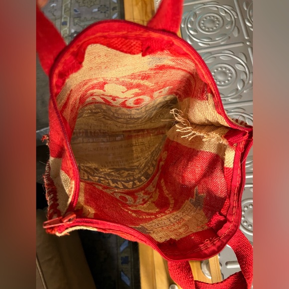 ROYAL BASMATI Empty Rice BURLAP Bag RED Handles & Zipper / Purse Tote Sack Craft - Picture 14 of 16